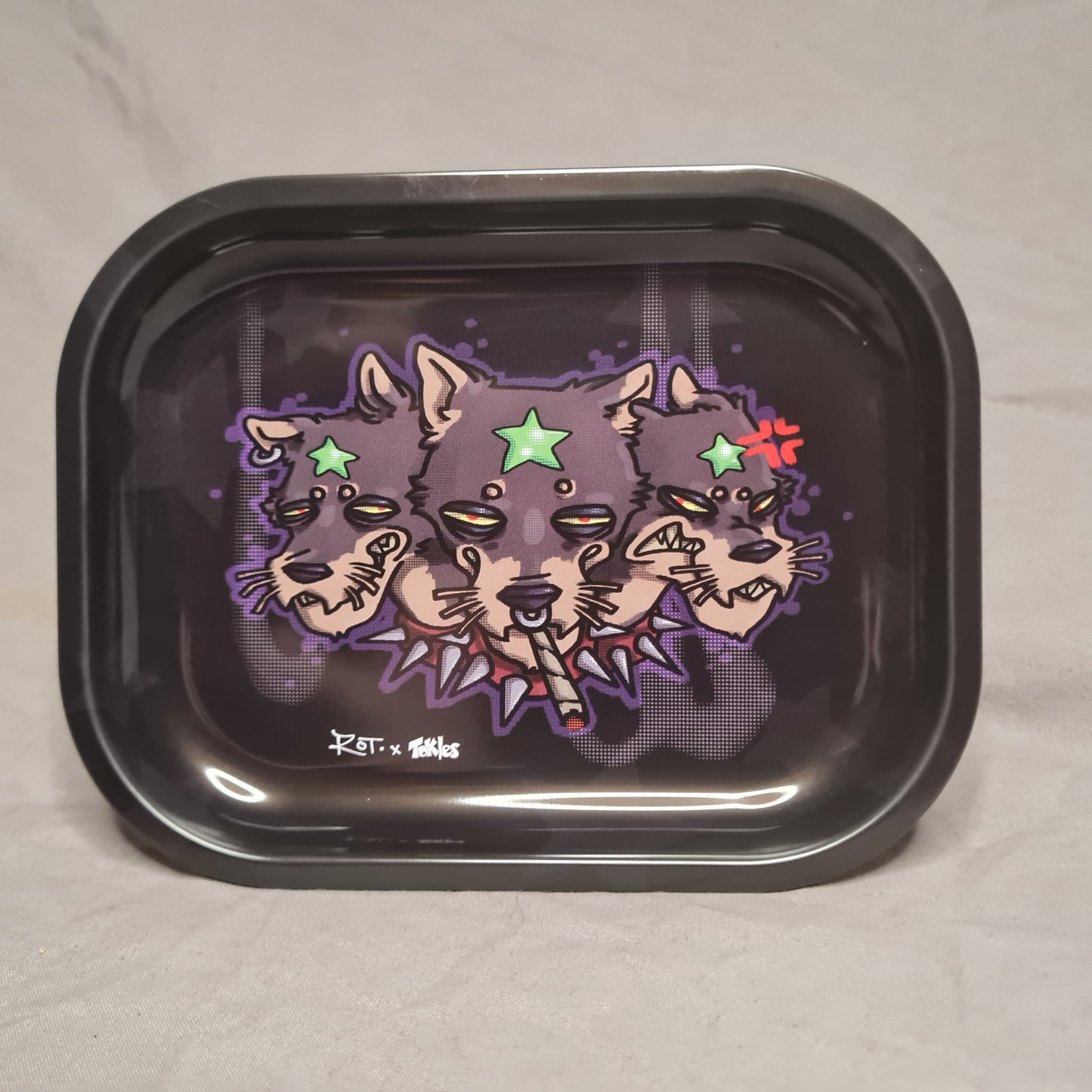 StarDawg Rolling Tray - Three Headed Dog Smoking