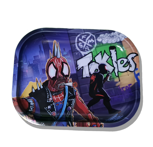 Spider Man Rolling Tray - Miles Morales and Spidey Punk Smoking Weed - SpiderVerse