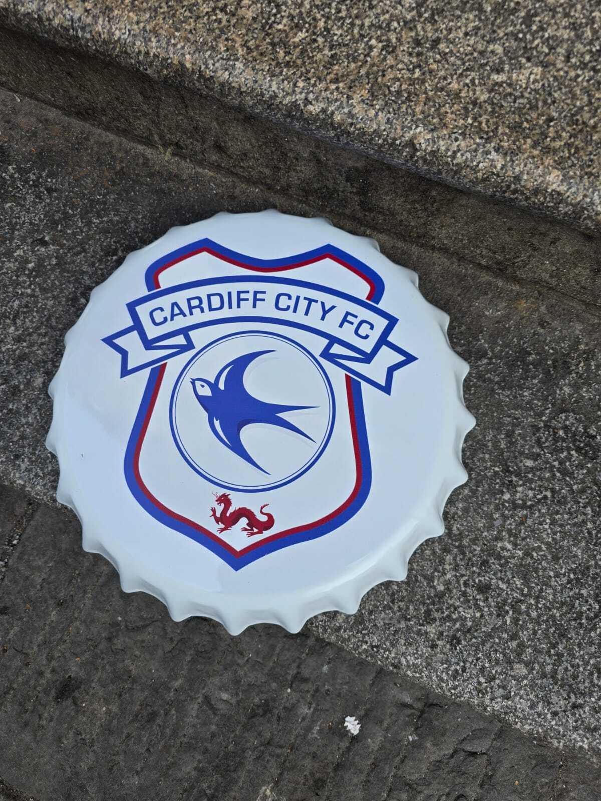 Cardiff City FC Bottle Top Sign - Retro Sign Man